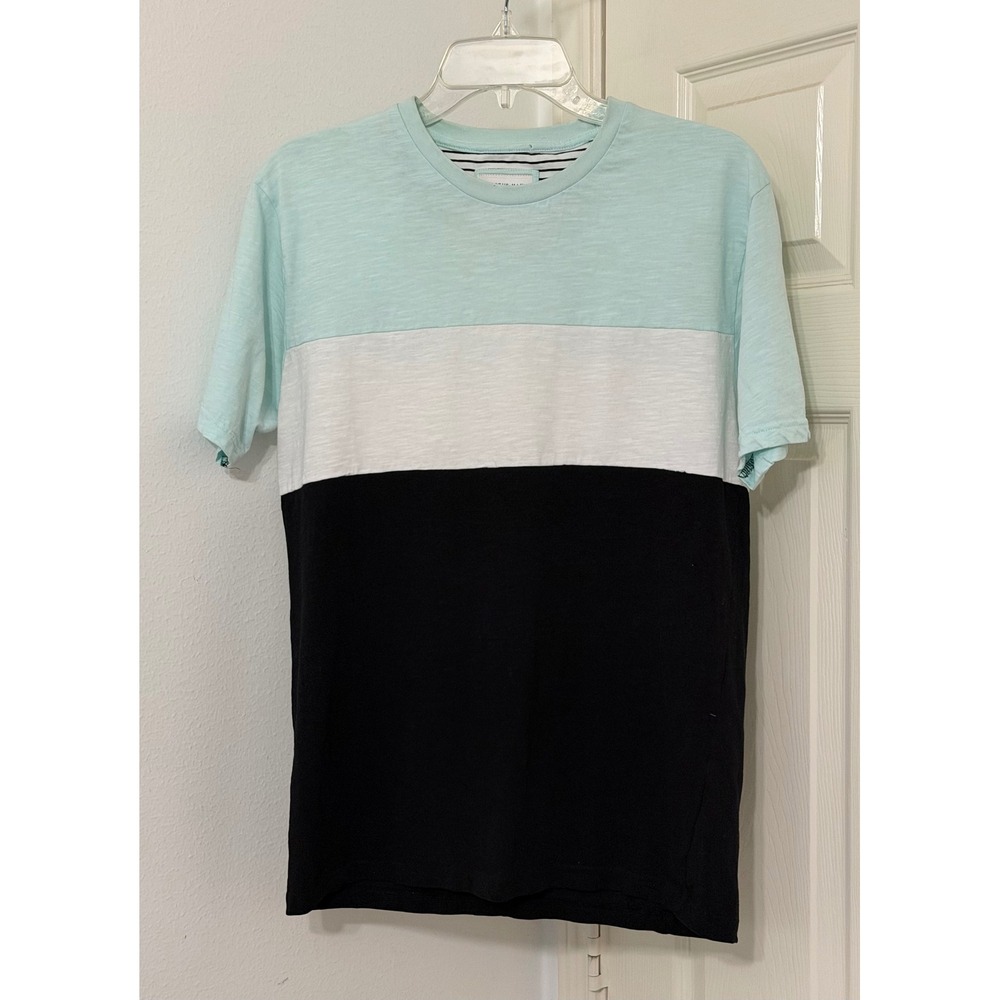 Cactus Man‎ Ricky Singh Mens sz M  T-Shirt Mint White Black Colorblock Modern